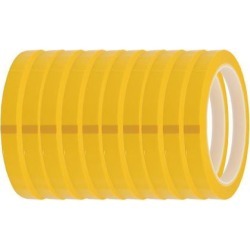 8mm Width 50m Long Single Sided Strong Self Adhesive Mylar Tape Yellow 10pcs