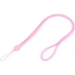 Unique Bargains Mobile Phone Pink Faux Leather Round Braid Design Neck Strap Lanyard String