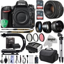 Nikon D750 24.3MP 1080P DSLR Camera w/ Wi-Fi & GPS Ready + 4 Lens - 21 to 100mm - 128GB - 30PC Kit + Nikon 50mm 1.8D + Opteka 10X Macro + 2.2X Tele +