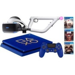 PlayStation 4 Days of Play PSVR FPS Shooter Bundle: PlayStation 4 1TB Days of Play Limited Edition Console, PSVR Headset, PlayStation Camera, Aim