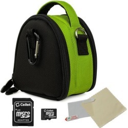 VanGoddy Neon Green Mini Laurel Camera Case for Digital Cameras with 16 GB SD Memory Card and Universal Screen Protector