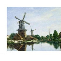 Posterazzi BALXIR52618LARGE Dutch Windmills 1884 Poster Print by Eugene Louis Boudin - 36 x 24 in. - Large