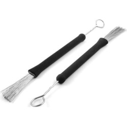 Instrument Metal Retractable Handle Jazz Drum Brushes Sticks Black 2pcs