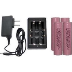 Universal Lithium Ion Charger + 4-Pk LG 18650 3.7 Volt Lithium Ion Batteries (2600 mAh)