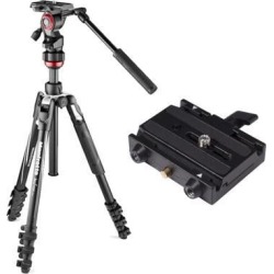 Manfrotto Video Tripod and 577 Rapid Connect Adapter with Sliding Mounting Plate