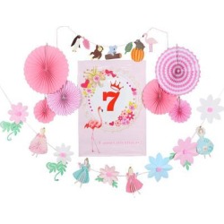 Number Happy Birthday Poster Paper Fan Flower Fairy Flower Banner Set 7