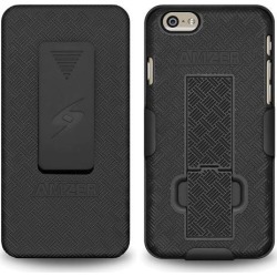 Amzer Black Shellster Shell Holster Combo Case With Belt Clip Kickstand for iPhone 6 6S