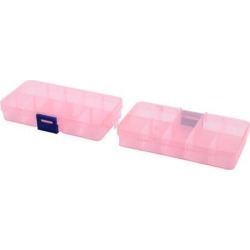 Plastic 10 Compartments Pill Box Medicine Storage Drug Case Pink 2 PCS