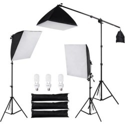 Photography Studio Kit w/ 3 Softbox 1 Boom Arm 3 Tripod Stands 3x45W Bulbs Photo Video