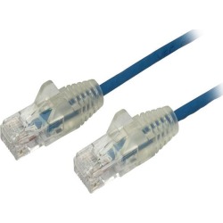 StarTech N6PAT1BLS Cat6 Ethernet Cable - 1 ft - Blue - Slim - Snagless RJ45 Cable - Network Cable - Ethernet Cord - Cat 6 Cable - 1ft