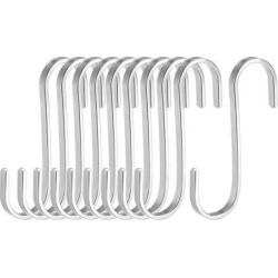 Stainless Steel S Hooks 3' Flat S Shaped Hook Hangers for Kitchen Bathroom Bedroom Storage Room Office Outdoor Multiple Uses 10pcs
