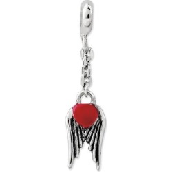 Sterling Siler Red Enameled Heart w/ Wings 1/2in Dangle Enhancer