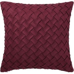 Throw Pillow Cover Stylish Basket Weave Pattern Soft Solid Decorative Pillow Case Home Decor Design Cushion Cover for Sofa Bedroom Car, Red.