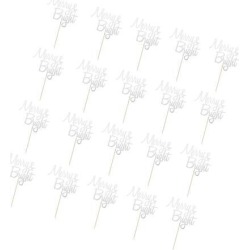 Merry and Bright Cake Topper Christmas Holiday Party Cake Decorations Silver