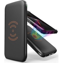 BLACK QI WIRELESS CHARGER PAD 8000mAh PORTABLE BATTERY POWER BANK FOR CELL PHONE