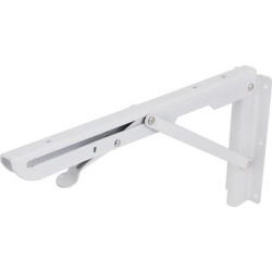Unique Bargains White Paint Metal L Shape Holder Bench Table Folding Shelf Bracket 29.5cm x 15cm