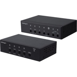 StarTech.com ST121HDBTSC Multi-Input HDBaseT Extender Kit - Built-In Switch and Video Scaler - DisplayPort HDMI and VGA Over CAT6 or CAT5