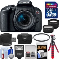 Canon EOS Rebel T7i Digital SLR Camera & EF-S 18-55mm IS STM Lens with 32GB Card + Case + Flash + Tripod + Filter + Tele/Wide Lens Kit