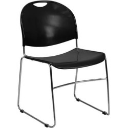 HERCULES Series 880 lb. Capacity Black Ultra-Compact Stack Chair with Chrome Frame