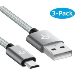 Rankie Micro USB Cable High Speed Data and Charging Nylon Braided 3-Pack