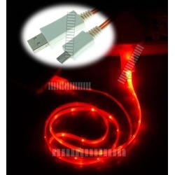 Red 3Ft 1M Illuminating Light Cable Micro USB Male to USB Male Data Sync & Charge for Samsung Galaxy S5 GS5 Sv G900 S3 S4 Siv LTE Note 2 II 3 III 8.0