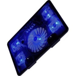 NA JU Laptop Cooler Pad 14' 15.6' 17' with 5 fans 2 USB Port slide-proof stand Notebook Cooling Fan with light