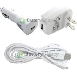 10FT Micro USB Cable Cord+Battery Wall+Car Charger Plug for Android Cell Phone