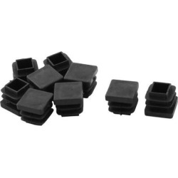 Home Plastic Square Furniture Foot Ending Tube Insert Cap Black 15mm x 15mm 9pcs