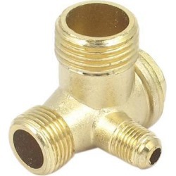 Unique Bargains Air Compressor 3 Ports Brass Male Threaded Check Valve Connector Tool