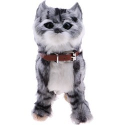 Electronic Plush Cat Toys Stuffed Toys Walking Cat Meow Toys Kids Toy Grey