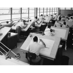 Posterazzi SAL25548773 Rear View of Engineers Working in a Drafting Room Consolidated Engineering Company Rochester New York State USA - 18 x 24 in.