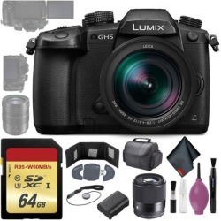 Panasonic Lumix DC-GH5 Mirrorless Micro Four Thirds Digital Camera 12-60mm Lens - 64GB - 30mm f/1.4 DC DN Contemporary Lens for Micro Four Thirds