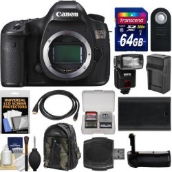Canon EOS 5DS Digital SLR Camera Body with 64GB Card + Backpack + Flash + Battery & Charger + Grip + Remote + Kit