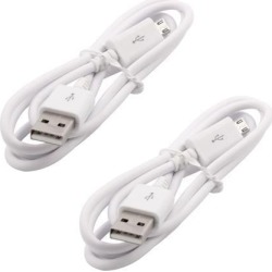 Mobile Phone USB 2.0 A Male to Micro B Data Sync Charger Cable White 3.3Ft 2pcs