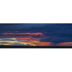 Posterazzi DPI12252436 Panoramic Vew of Sunset Lit Clouds & A Rain Shower Over Grasslands National Park - Saskatchewan Canada Print - 26 x 9 in.