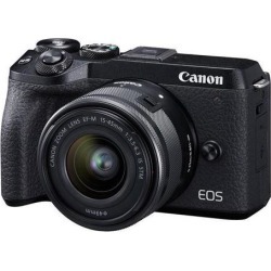 Canon EOS M6 Mark II Mirrorless Digital Camera, 15-45mm Lens, EVF-DC2, Black