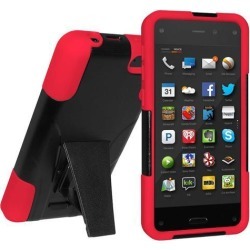 Amzer Double Layer Hybrid Case with Kickstand - Black/ Red for Amazon Fire Phone