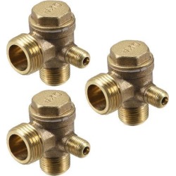 Air Compressor Check Valve 90 Degree Right Male Threaded Chamfer Brass Connector 1/8' x 3/8' x 1/2' 3Pcs