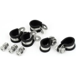 15mm 304 Stainless Steel EPDM Rubber Lined P Clips Hose Pipe Clamp 5pcs