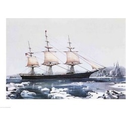 Posterazzi BALBAL32904LARGE Clipper Ship Red Jacket in The Ice Off Cape Horn on Her Passage From Australia To Liverpool Poster Print - 36 x 24 in.