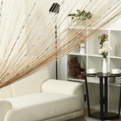 String Curtain Fringe Panel 39' x 79'(W*H) Thread Strip Backdrop Living Room Door Window Divider for Wedding Party House Decoration Champagne Color