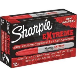SHARPIE 1927433 Permanent Marker, Fine Tip Red PK12