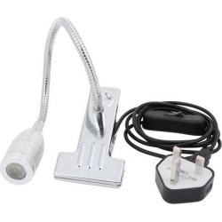 USB Port 1*3W 60 Degree Beam Angle 40cm Arm Warm White UK Plug LED Clip Desk Lamp Light Silver Tone