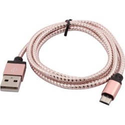 Metal Braided Connector USB 2.0 A Male to Micro B Charger Data Cable Pink 3.3ft