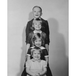 Posterazzi SAL2559986 Three Girls & a Boy Standing in a Row Poster Print - 18 x 24 in.