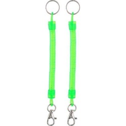 Lobster Clasp Retractable Spring Coil Strap Spiral Key Chain Keyring Green 2pcs