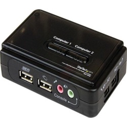 StarTech SV211KUSB 2 Port Black USB KVM Switch Kit with Audio and Cables - Dual Port Desktop USB VGA KVM Switch