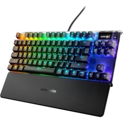 SteelSeries Apex 7 TKL Compact Mechanical Gaming Keyboard - OLED Smart Display - USB Passthrough and Media Controls - Linear and Quiet - RGB Backlit