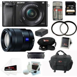 Sony a6000: Alpha a6000 ILCE-6000/B Interchangeable Lens Camera (Black) with 16-50mm and 16-70mm Lens Bundle and 32GB Deluxe Accessory Kit