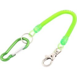 Carabiner Hook Green Coil Lanyard Spring Key Chain w Lobster Clasp
